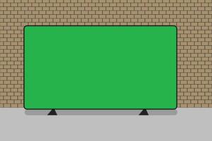 Realistic TV LCD screen mockup. Panel with green screen on background. vector