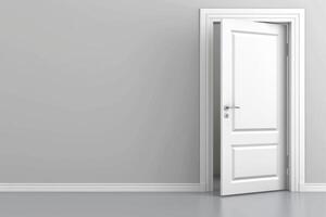 Open door emitting light possibilities growth achievements concept motivation learning skills knowledge heaven doors exit abstract simple background new ways entering leaving space photo