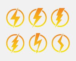 Lightning bolt icons set. Flash symbol, Thunderbolt icon. Simple lightning strike sign. vector