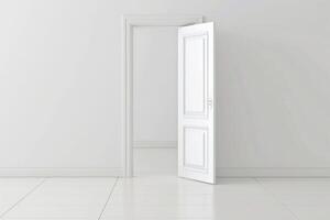 Open door emitting light possibilities growth achievements concept motivation learning skills knowledge heaven doors exit abstract simple background new ways entering leaving space photo