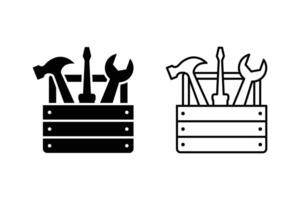 Handy toolbox icons. Tool case icon concept. Toolbox or tool kit icon set. vector
