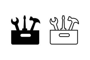 Tool case icon set. Toolbox icon set. Carpenter toolkit icon. Hardware toolbox sign for UI designs. vector