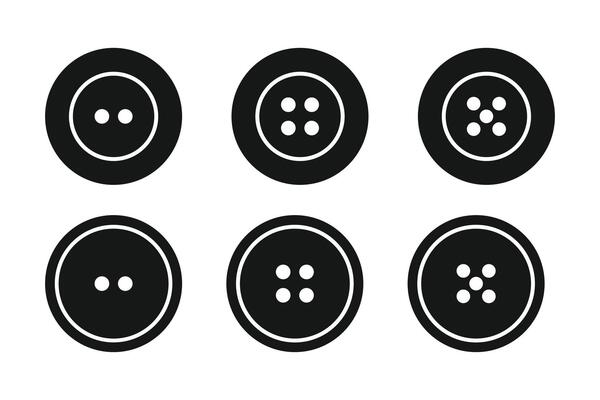 Sewing button for clothes icons set. Clothing buttons collection