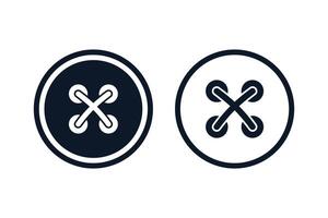 Sewing button icons set. Clothes buttons collection in outline and filled style. Button symbol vector