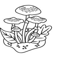 illustration of mushrooms highlighted on a transparent background for children to color a worksheet, workbook and web design.Stock illustration of a white mushroom in a forest clearing. vector