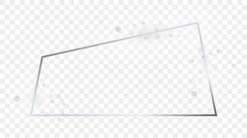 Silver glowing trapezoid shape frame with sparkles vector