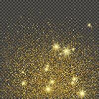 Gold glittering dust on a gray background. Dust with gold glitter effect and empty space for your text. illustration vector