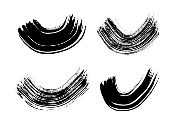 Black grunge semicircular brush strokes