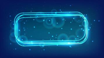 Neon rectangular frame with shining effects and sparkles vector