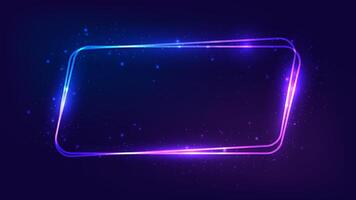Neon rounded parallelogram frame vector