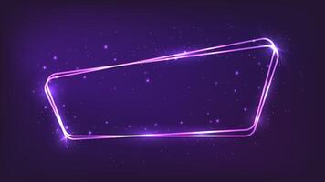 Neon rounded frame with shining effects vector