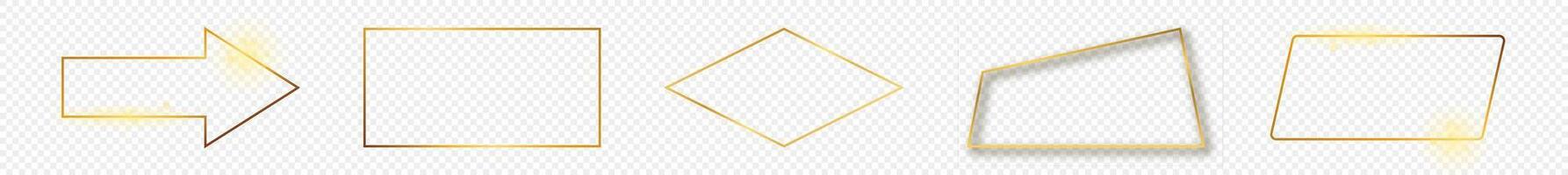 Gold glowing different geometric shape frame vector