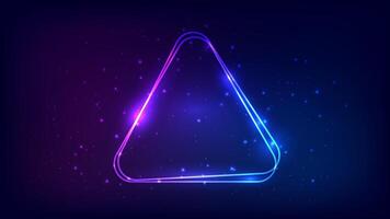 Neon rounded triangle frame with shining effects vector