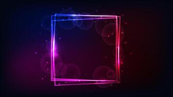 Neon square frame with shining effects and sparkles vector