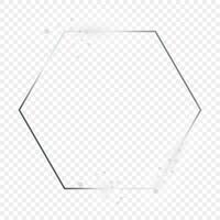 Silver glowing hexagon frame with sparkles vector