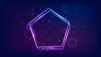 Neon frame in pentagon form with shining effects and sparkles vector
