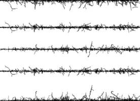barbed wire seamless black color, barbed wire fabric frame, a series of black and white lines with branches, barbed wire seamless pattern, vector