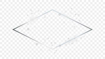 Silver glowing rhombus shape frame with sparkles vector