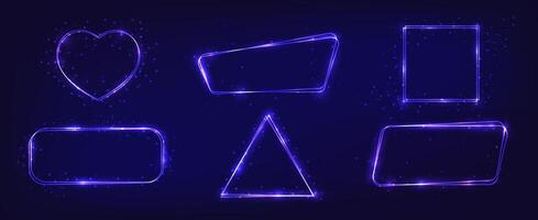 Neon double frame with shining effects vector