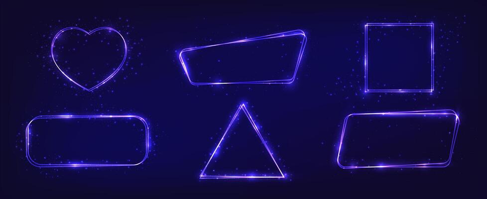 Neon double frame with shining effects