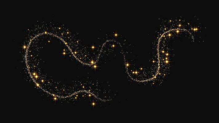 Gold glittering confetti wave and stardust