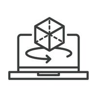 A laptop with a cube on it and a box on top vector