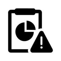 A black and white icon of a clipboard with a pie chart vector