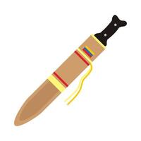 A knife with a red and yellow ribbon on it vector