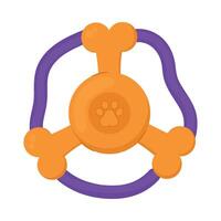 A toy with a bone shaped toy on a purple and orange cord vector