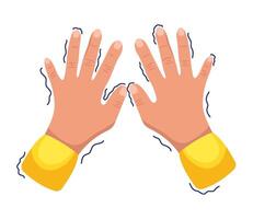 Two hands with yellow gloves on them vector