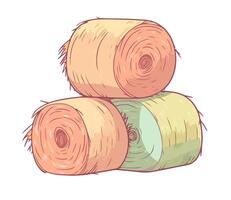 Three rolls of hay are stacked on top of each other vector