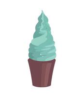 Ice cream cone with green swirl in a cup vector