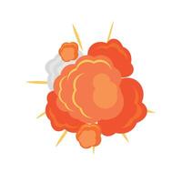 An orange explosion with a cloud of smoke vector