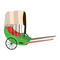 A green and red rickshaw with a canopy vector