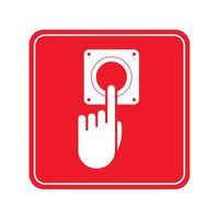 A red button with a hand pointing to it vector
