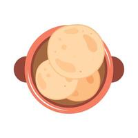 A bowl of bread with a spoon on top vector