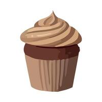 A cupcake with chocolate frosting on top vector