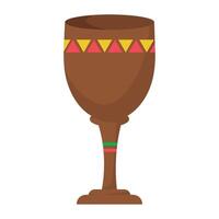A brown goblet with a colorful pattern vector