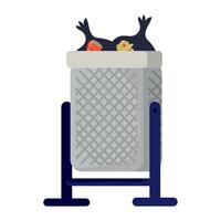 A trash can with food in it vector
