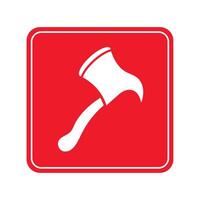 A red sign with an axe icon vector