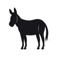 A black silhouette of a donkey on a white background vector