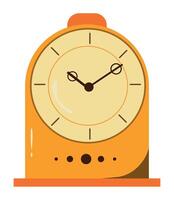 An orange clock with a black face vector