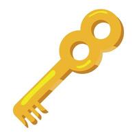 A golden key with a number on it vector