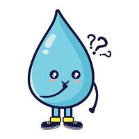 Cartoon water drop character with question mark illustration vector