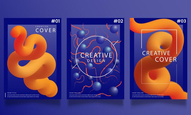 Abstract geometric music party posters with simple shapes and vibrant bright colors.Futuristic trendy flyer set.Minimal cover
