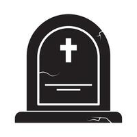 A black and white tombstone with a cross on it vector