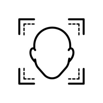 A black and white image of a face with a square around it vector