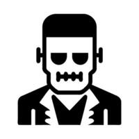 A black and white icon of a man with a skull vector