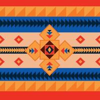 A native american style pattern with a red, blue and orange background vector