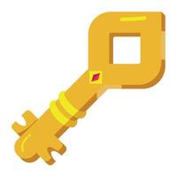 A yellow key with a diamond in the middle vector